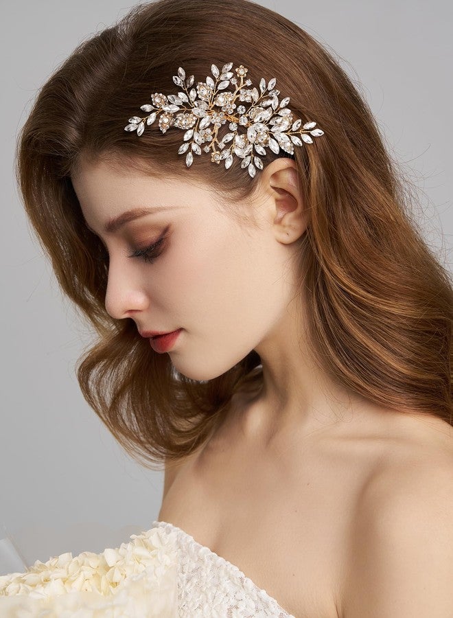SWEETV Rhinestone Wedding Hair Comb Crystal Hair Pieces Bridal Side Combs Elegant Bride Hair Accessories Wedding Hair Clip for Women Girls Bridesmaid - Image 1